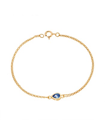 Βραχιόλι Senza Silver 925 Gold Plated, δάκρυ με aquamarine ζιργκόν - SSR2795-13GD