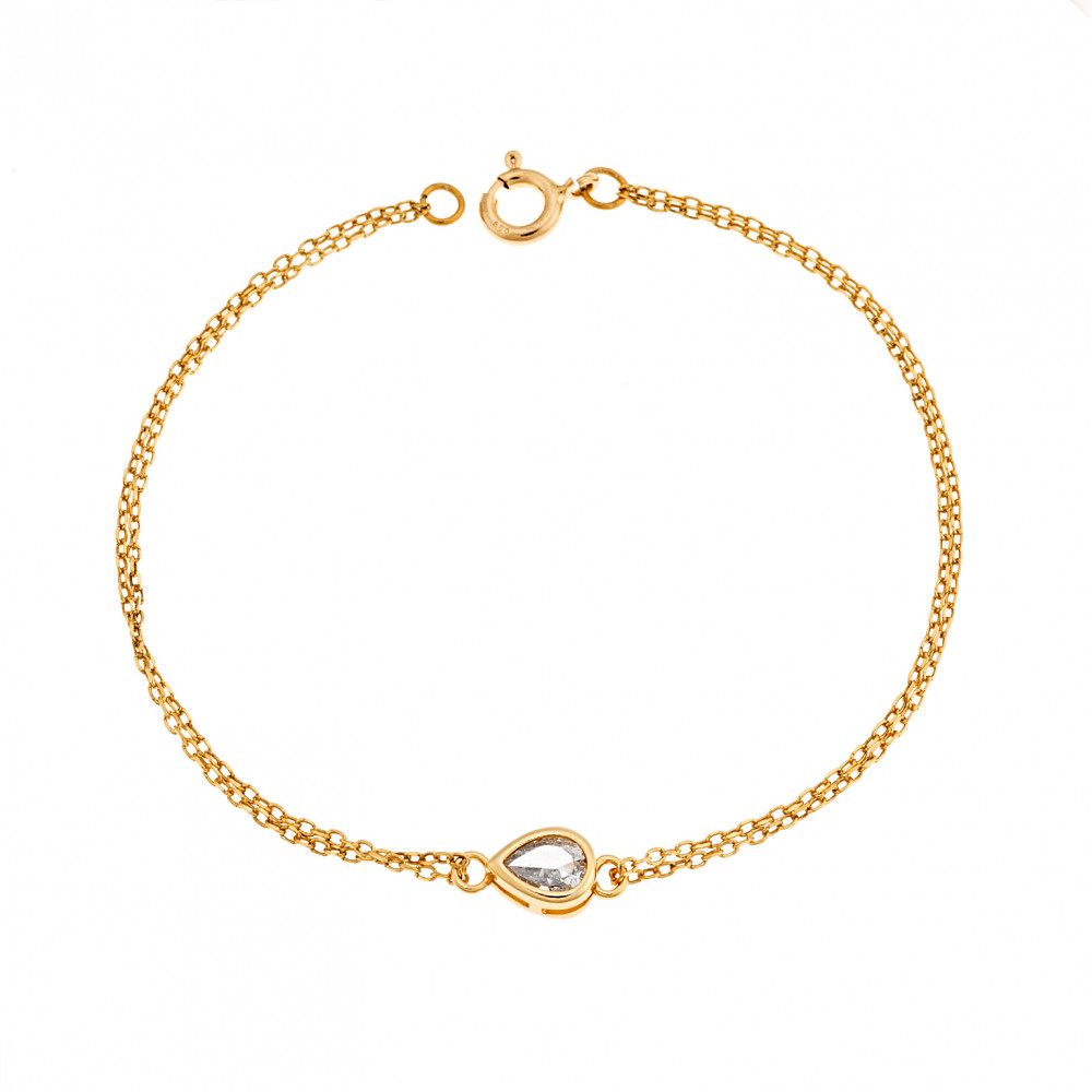 Βραχιόλι Senza Silver 925 Gold Plated, δάκρυ με διαφανές ζιργκόν - SSR2795-1GD