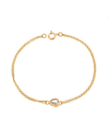 Βραχιόλι Senza Silver 925 Gold Plated, δάκρυ με διαφανές ζιργκόν - SSR2795-1GD