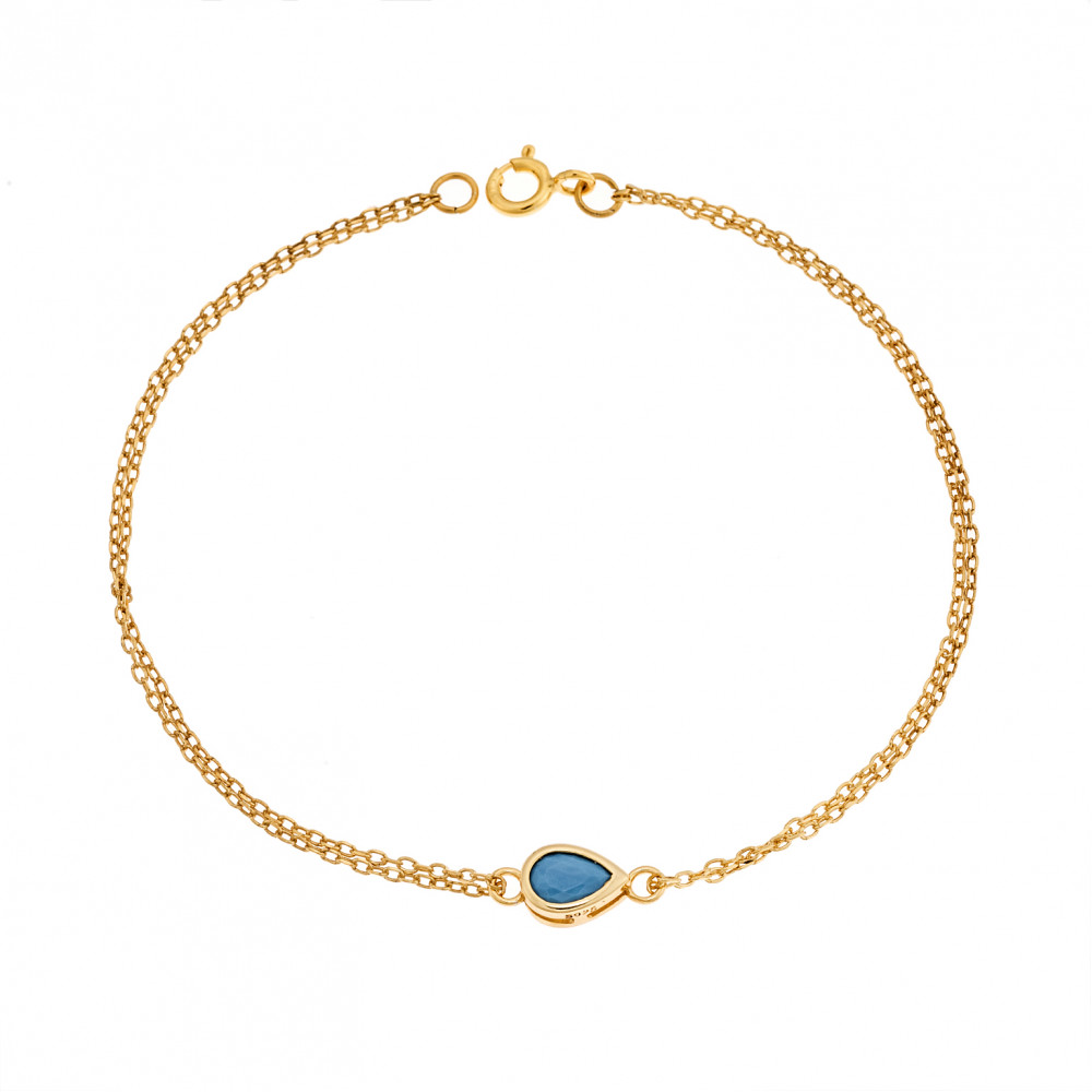 Βραχιόλι Senza Silver 925 Gold Plated, δάκρυ με τυρκουάζ ζιργκόν - SSR2795-3GD