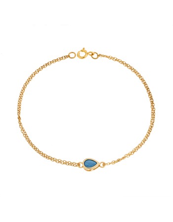 Βραχιόλι Senza Silver 925 Gold Plated, δάκρυ με τυρκουάζ ζιργκόν - SSR2795-3GD