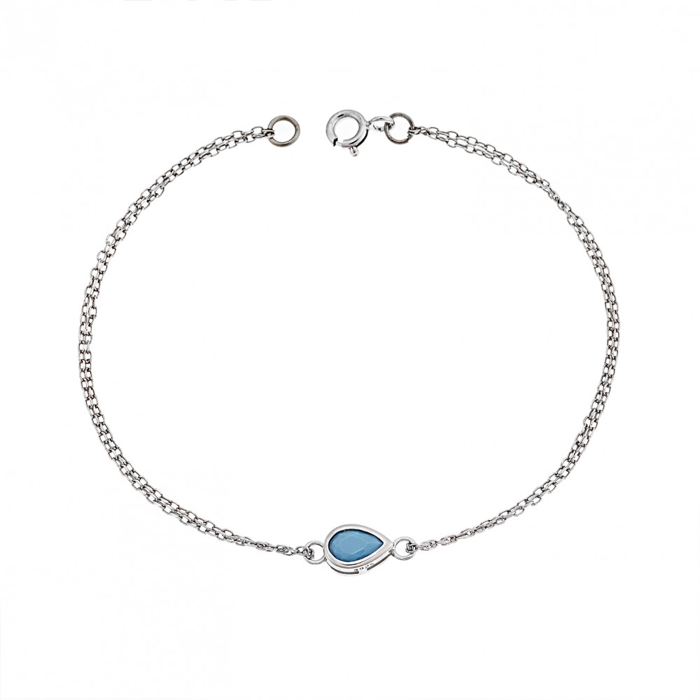 Βραχιόλι Senza Silver 925, δάκρυ με τυρκουάζ ζιργκόν - SSR2795-3SR