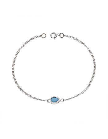 Βραχιόλι Senza Silver 925, δάκρυ με τυρκουάζ ζιργκόν - SSR2795-3SR