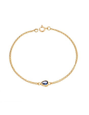 Βραχιόλι Senza Silver 925 Gold Plated, δάκρυ με γαλάζιο ζιργκόν - SSR2795-4GD