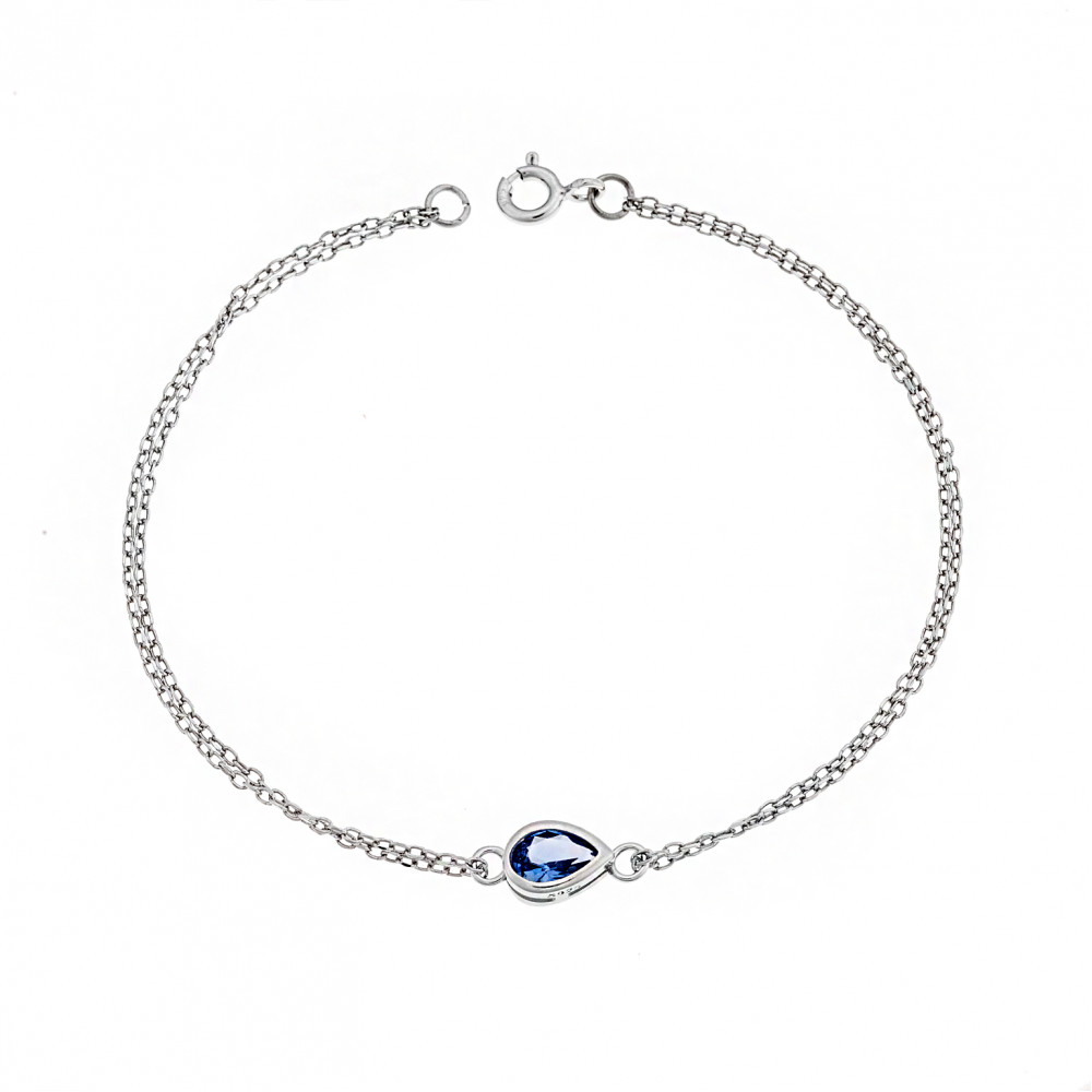Βραχιόλι Senza Silver 925, δάκρυ με γαλάζιο ζιργκόν - SSR2795-4SR