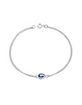 Βραχιόλι Senza Silver 925, δάκρυ με γαλάζιο ζιργκόν - SSR2795-4SR