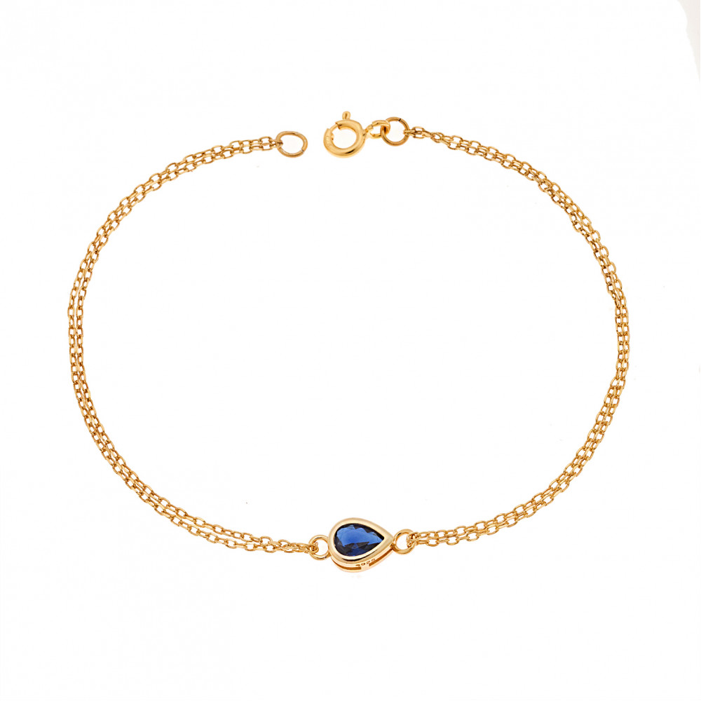 Βραχιόλι Senza Silver 925 Gold Plated, δάκρυ με μπλε ζιργκόν - SSR2795-5GD