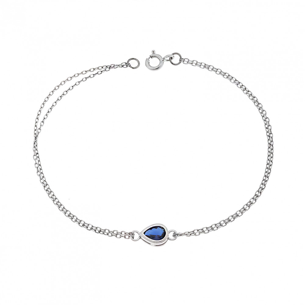 Βραχιόλι Senza Silver 925, δάκρυ με μπλε ζιργκόν - SSR2795-5SR