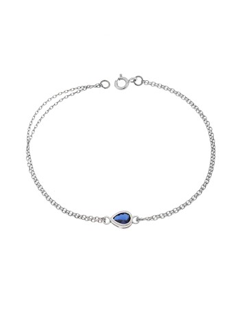 Βραχιόλι Senza Silver 925, δάκρυ με μπλε ζιργκόν - SSR2795-5SR