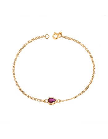 Βραχιόλι Senza Silver 925 Gold Plated, δάκρυ με κόκκινο ζιργκόν - SSR2795-8GD