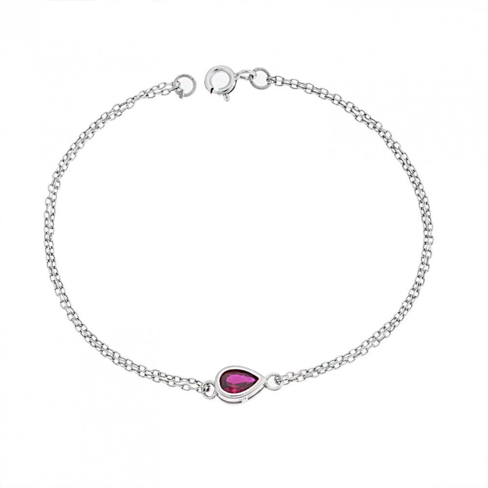 Βραχιόλι Senza Silver 925, δάκρυ με κόκκινο ζιργκόν - SSR2795-8SR