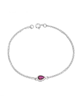 Βραχιόλι Senza Silver 925, δάκρυ με κόκκινο ζιργκόν - SSR2795-8SR