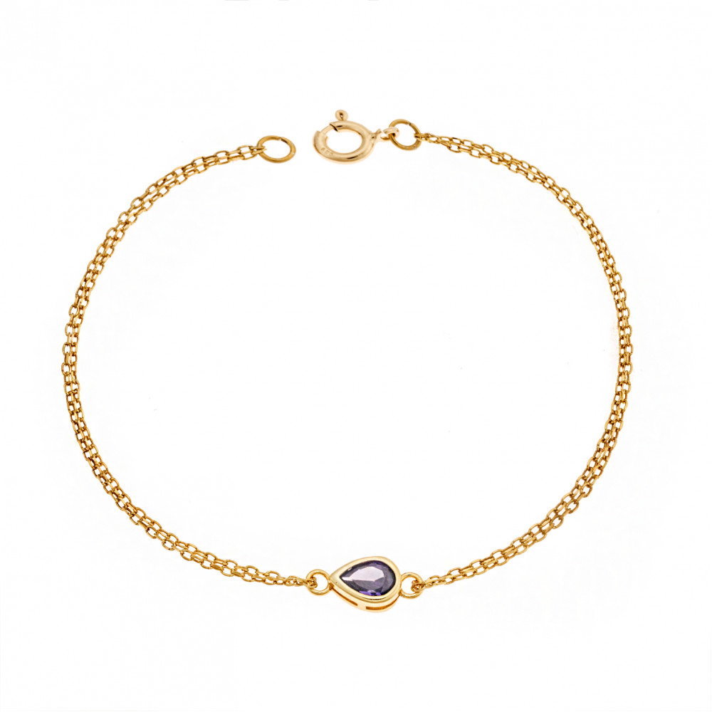 Βραχιόλι Senza Silver 925 Gold Plated, δάκρυ με μωβ ζιργκόν - SSR2795-9GD