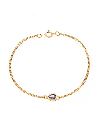 Βραχιόλι Senza Silver 925 Gold Plated, δάκρυ με μωβ ζιργκόν - SSR2795-9GD