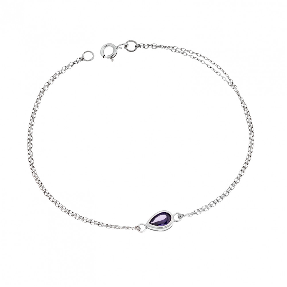 Βραχιόλι Senza Silver 925, δάκρυ με μωβ ζιργκόν - SSR2795-9SR