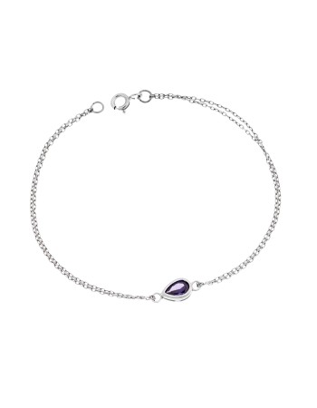 Βραχιόλι Senza Silver 925, δάκρυ με μωβ ζιργκόν - SSR2795-9SR