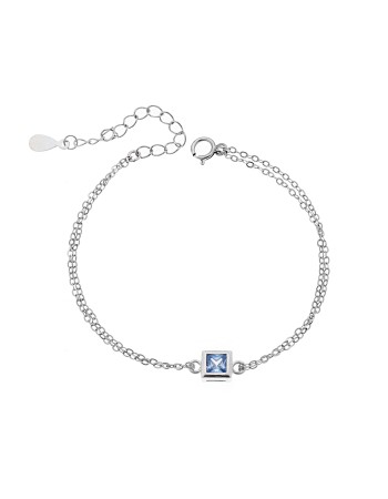 Βραχιόλι Senza Silver 925, τετράγωνο με aquamarine ζιργκόν - SSR2796-13SR