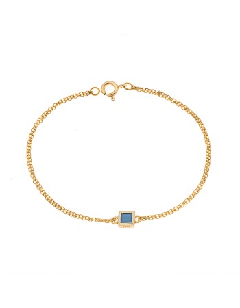 Βραχιόλι Senza Silver 925 Gold Plated, τετράγωνο με τυρκουάζ ζιργκόν - SSR2796-3GD