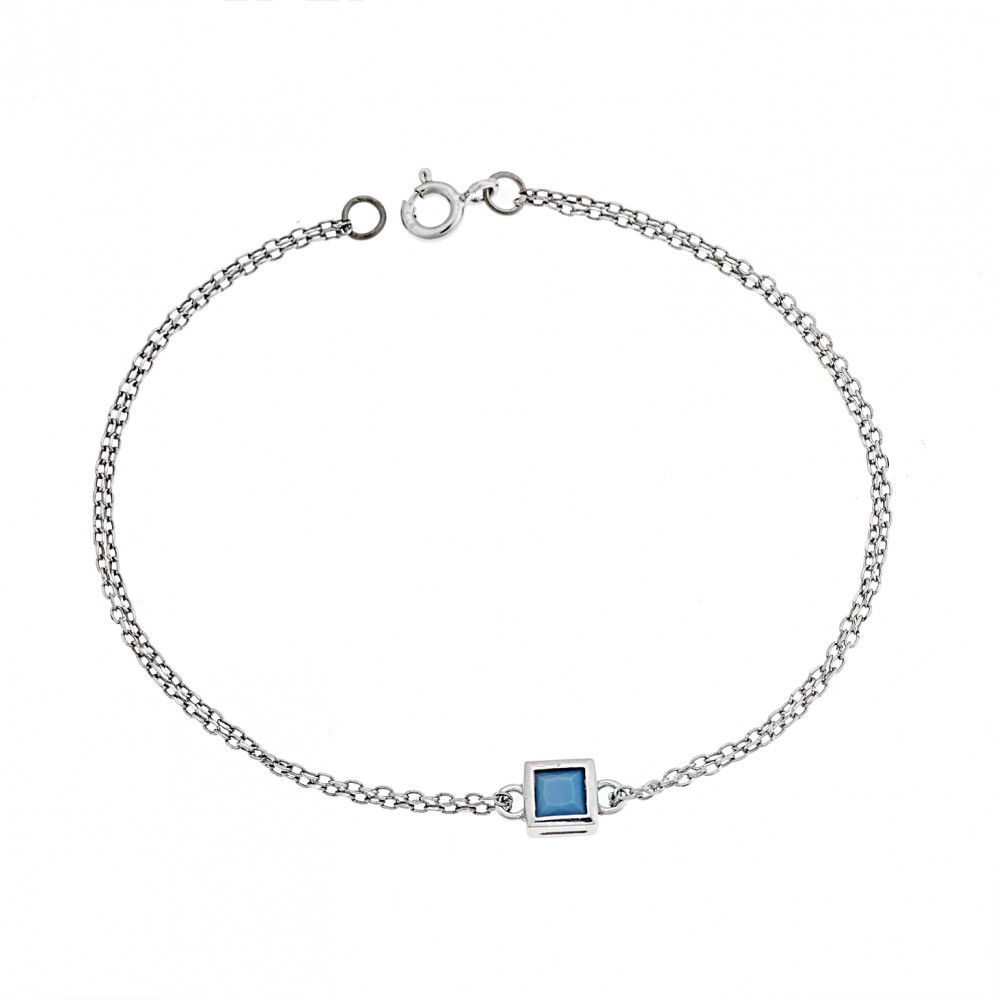 Βραχιόλι Senza Silver 925, τετράγωνο με τυρκουάζ ζιργκόν - SSR2796-3SR
