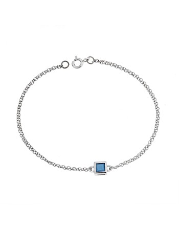 Βραχιόλι Senza Silver 925, τετράγωνο με τυρκουάζ ζιργκόν - SSR2796-3SR