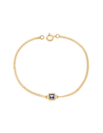 Βραχιόλι Senza Silver 925 Gold Plated, τετράγωνο με γαλάζιο ζιργκόν - SSR2796-4GD