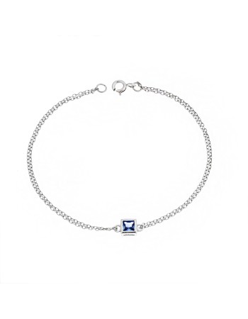 Βραχιόλι Senza Silver 925, τετράγωνο με γαλάζιο ζιργκόν - SSR2796-4SR