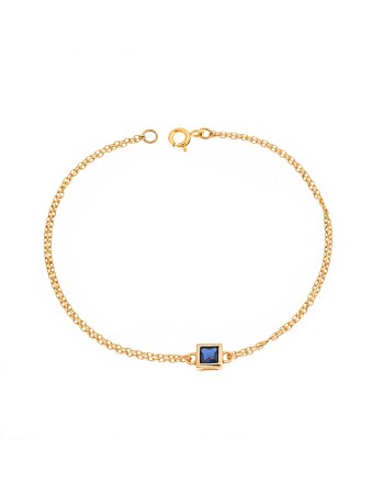 Βραχιόλι Senza Silver 925 Gold Plated, τετράγωνο με μπλε ζιργκόν - SSR2796-5GD
