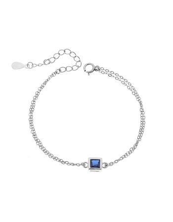 Βραχιόλι Senza Silver 925, τετράγωνο με μπλε ζιργκόν - SSR2796-5SR
