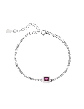 Βραχιόλι Senza Silver 925, τετράγωνο με κόκκινο ζιργκόν - SSR2796-8SR