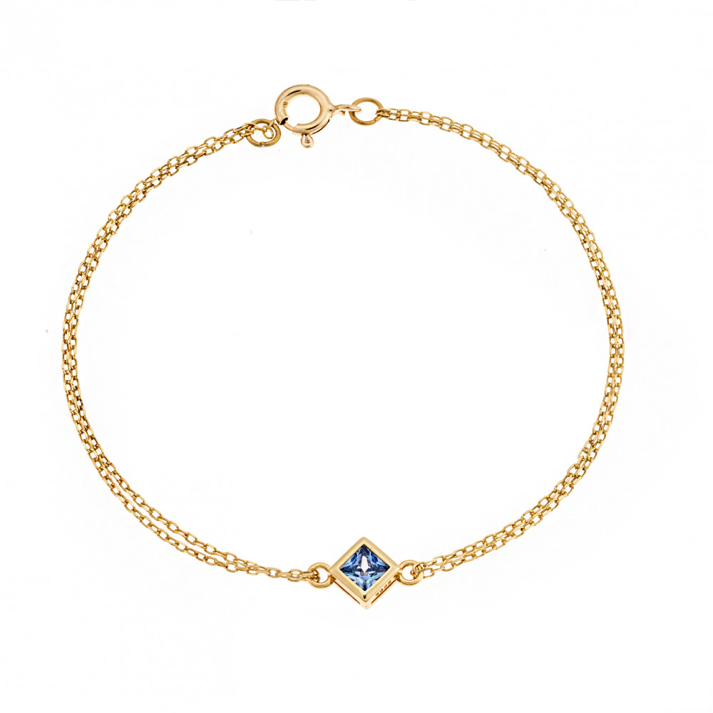 Βραχιόλι Senza Silver 925 Gold Plated, ρόμβος με aquamarine ζιργκόν - SSR2797-13GD