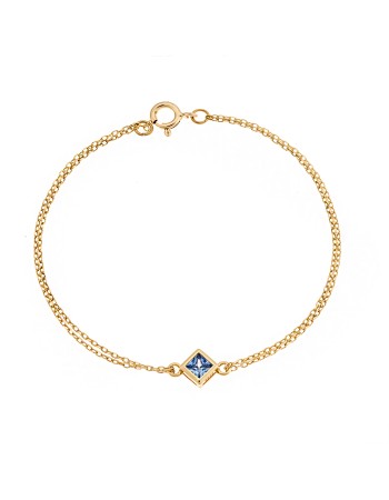 Βραχιόλι Senza Silver 925 Gold Plated, ρόμβος με aquamarine ζιργκόν - SSR2797-13GD