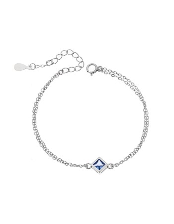 Βραχιόλι Senza Silver 925, ρόμβος με aquamarine ζιργκόν - SSR2797-13SR