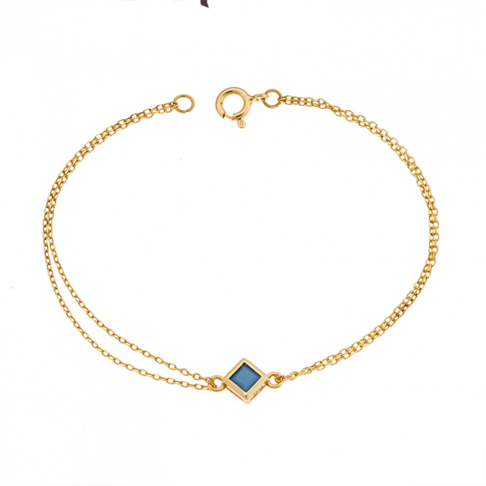 Βραχιόλι Senza Silver 925 Gold Plated, ρόμβος με τυρκουάζ ζιργκόν - SSR2797-3GD