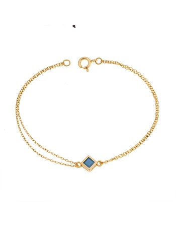 Βραχιόλι Senza Silver 925 Gold Plated, ρόμβος με τυρκουάζ ζιργκόν - SSR2797-3GD