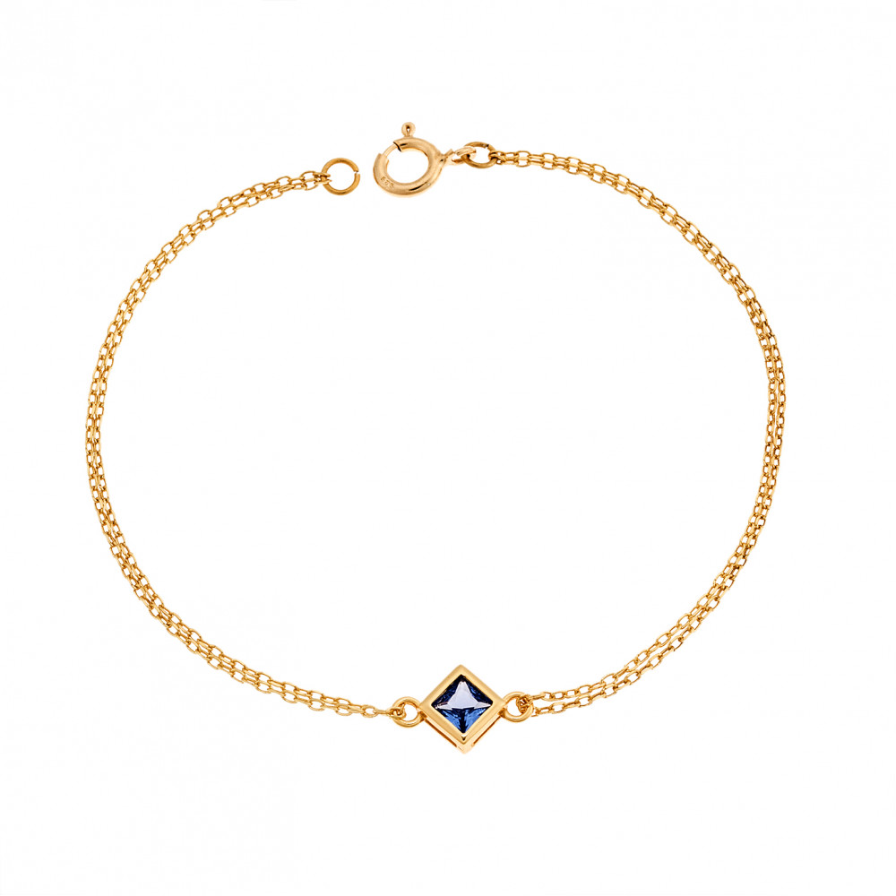 Βραχιόλι Senza Silver 925 Gold Plated, ρόμβος με γαλάζιο ζιργκόν - SSR2797-4GD