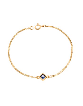 Βραχιόλι Senza Silver 925 Gold Plated, ρόμβος με γαλάζιο ζιργκόν - SSR2797-4GD