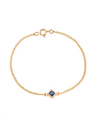 Βραχιόλι Senza Silver 925 Gold Plated, ρόμβος με μπλε ζιργκόν - SSR2797-5GD