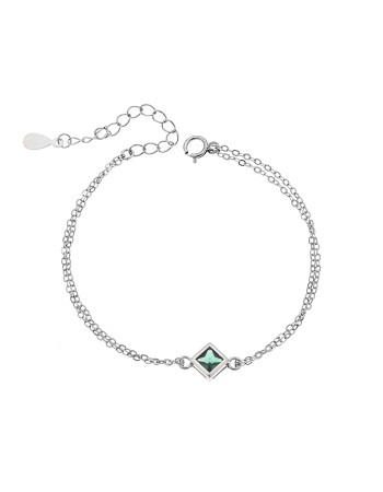 Βραχιόλι Senza Silver 925, ρόμβος με πράσινο ζιργκόν - SSR2797-6SR