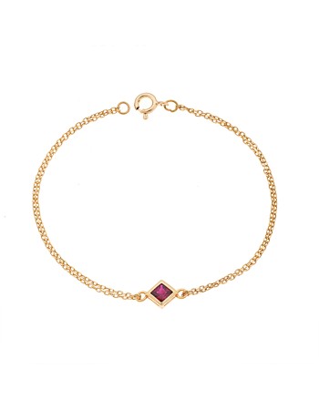 Βραχιόλι Senza Silver 925 Gold Plated, ρόμβος με κόκκινο ζιργκόν - SSR2797-8GD