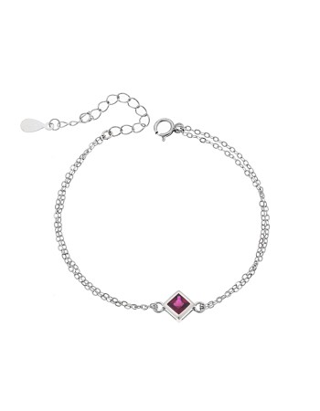 Βραχιόλι Senza Silver 925, ρόμβος με κόκκινο ζιργκόν - SSR2797-8SR