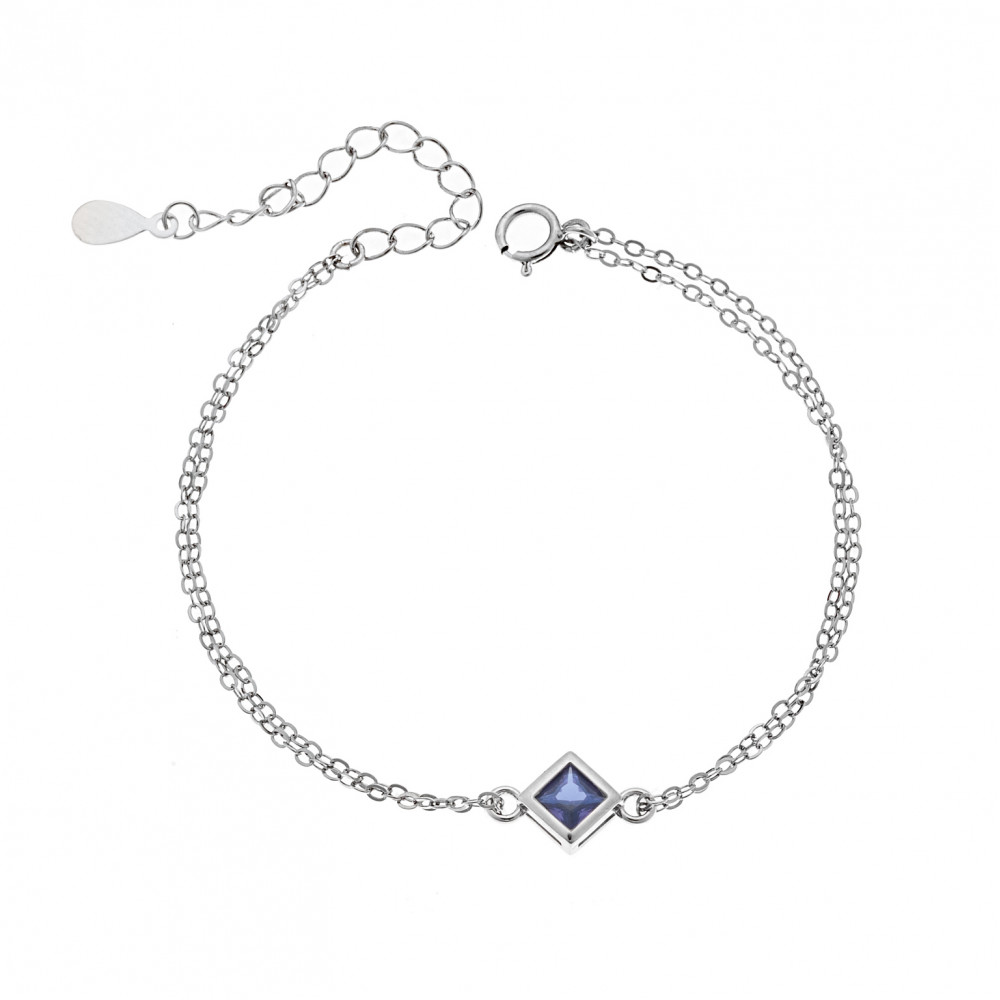 Βραχιόλι Senza Silver 925, ρόμβος με μωβ ζιργκόν - SSR2797-9SR