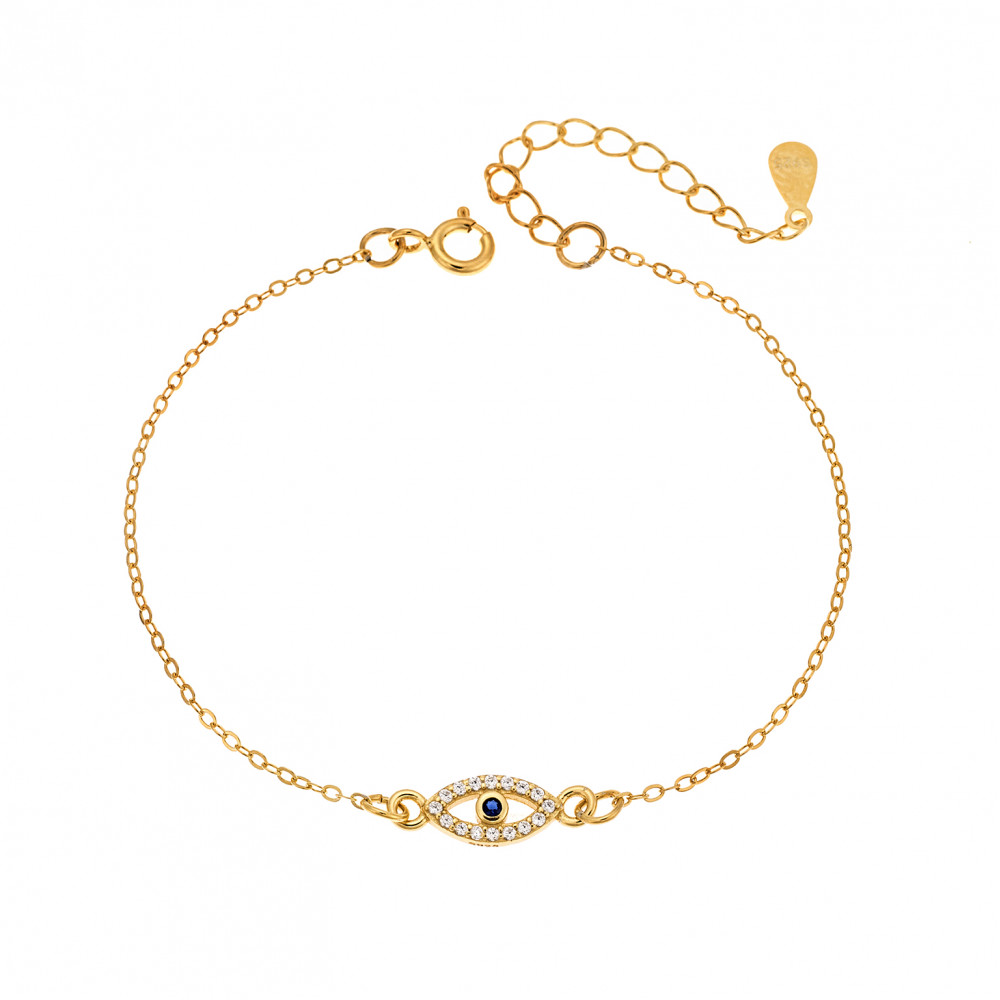 Βραχιόλι Senza Silver 925,επιχρυσωμένο ματάκι με ζιργκόν - SSR2798GD