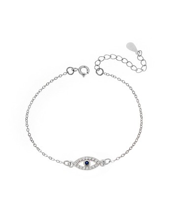 Βραχιόλι Senza Silver 925, ματάκι με ζιργκόν - SSR2798SR