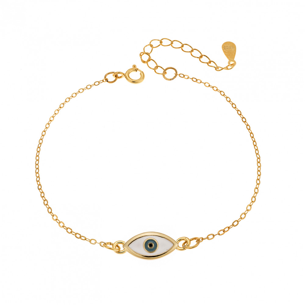 Βραχιόλι Senza Silver 925,επιχρυσωμένο ματάκι με σμάλτο - SSR2799GD