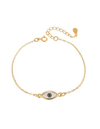 Βραχιόλι Senza Silver 925,επιχρυσωμένο ματάκι με σμάλτο - SSR2799GD