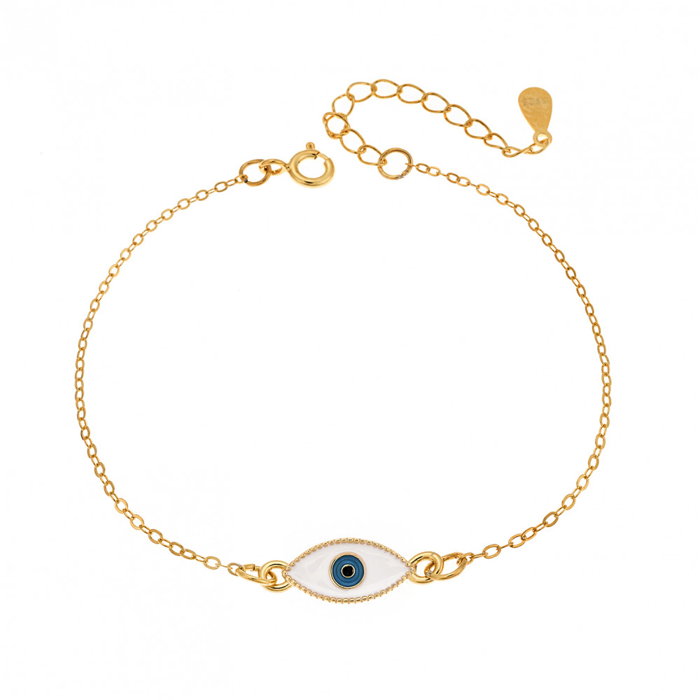 Βραχιόλι Senza Silver 925, επιχρυσωμένο ματάκι με σμάλτο - SSR2800GD