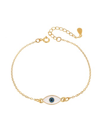 Βραχιόλι Senza Silver 925, επιχρυσωμένο ματάκι με σμάλτο - SSR2800GD