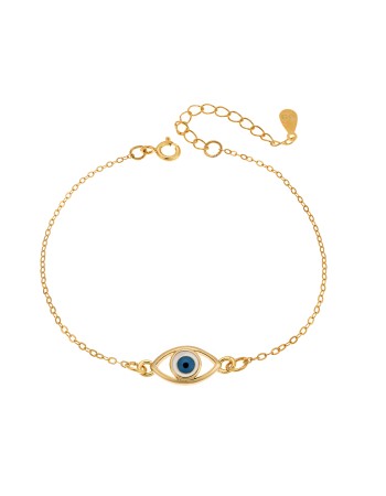 Βραχιόλι Senza Silver 925, επιχρυσωμένο ματάκι με σμάλτο - SSR2802GD