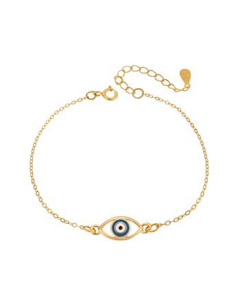 Βραχιόλι Senza Silver 925, επιχρυσωμένο ματάκι με σμάλτο - SSR2803GD