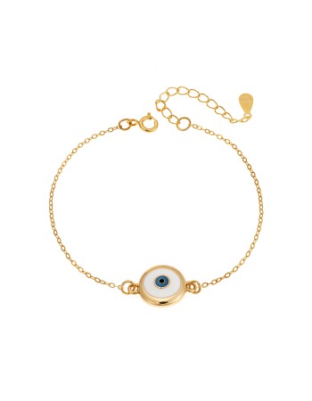 Βραχιόλι Senza Silver 925, επιχρυσωμένο στρογγυλό ματάκι με σμάλτο - SSR2804GD